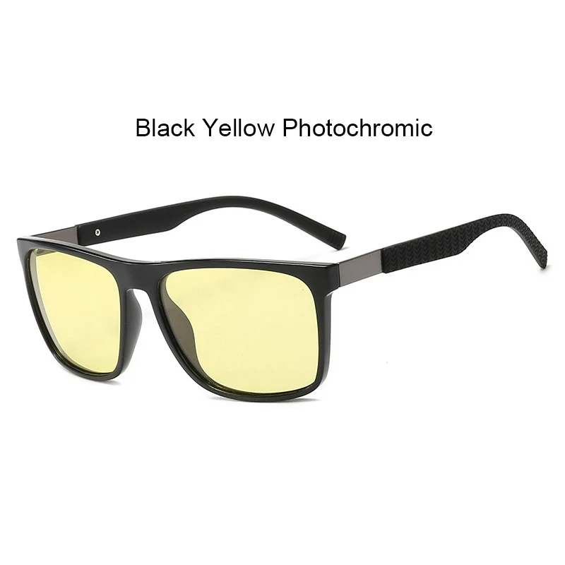 C5 black yellow HBK квадратные фотохромные поляризованные солнцезащитные очки для мужчин TR90 материал памяти антибликовые очки безопасные очки для ночного вождения желтые линзы - Цвет линз: C5 black yellow
