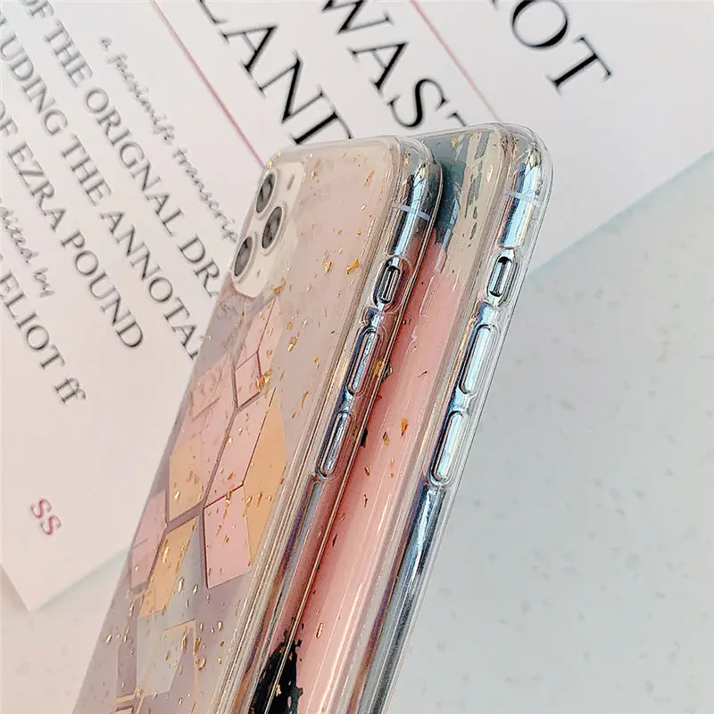 Золотой порошок геометрический граффити чехол для телефона для iPhone 11 Pro Max XR XS Max 6 6S 7 8 Plus X Мягкая эпоксидная задняя крышка для iPhone 11