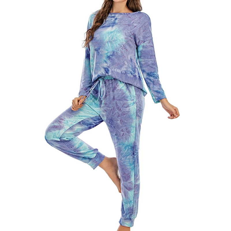 Gradient Tie Dye Sweatsuit Set Long Sleeve Tops Drawstring Jogger Pants Tracksuit Loungewear |