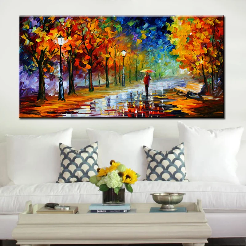 

Street Under The Tree Modern Abstract Oil Painting Print On Canvas Nordic Poster Wall Art Picture For Living Room Home Decor