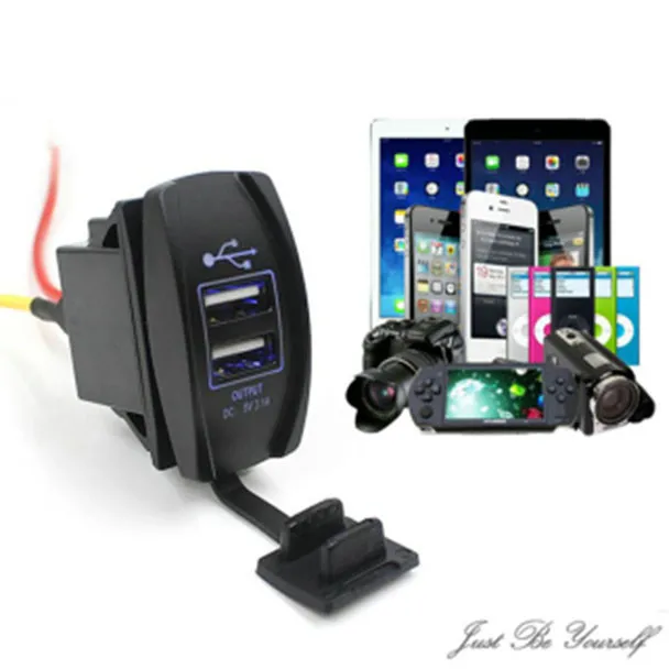 Универсальное водонепроницаемое автомобильное зарядное устройство с двумя