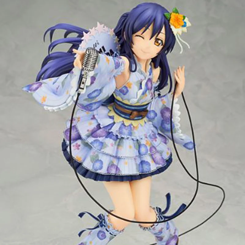 

21cm Anime Love Live! School Idol Festival Umi Sonoda Action Figure Double Tail Wink Kimono Yukata PVC Collection Model Toy Gift