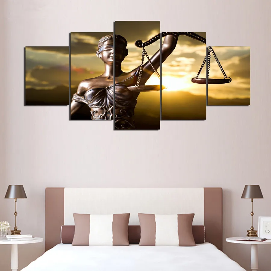 

5 Piece Canvas Wall Arts The Image of Themis Goddess of Justice Painting Living Room Poster Bedroom Colorful Pictures HD Prints