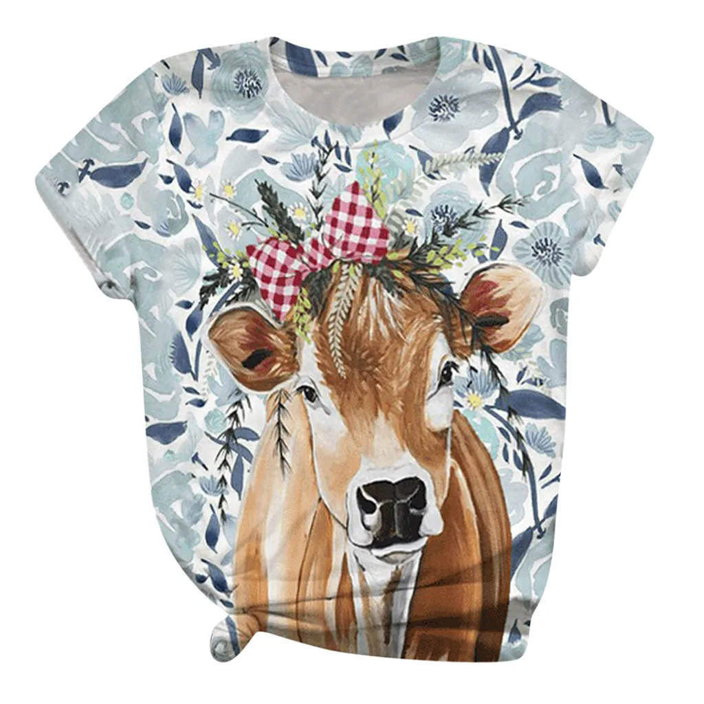 Винтажные футболки для женщин 2020 размера плюс женские топы с коротким рукавом 3D