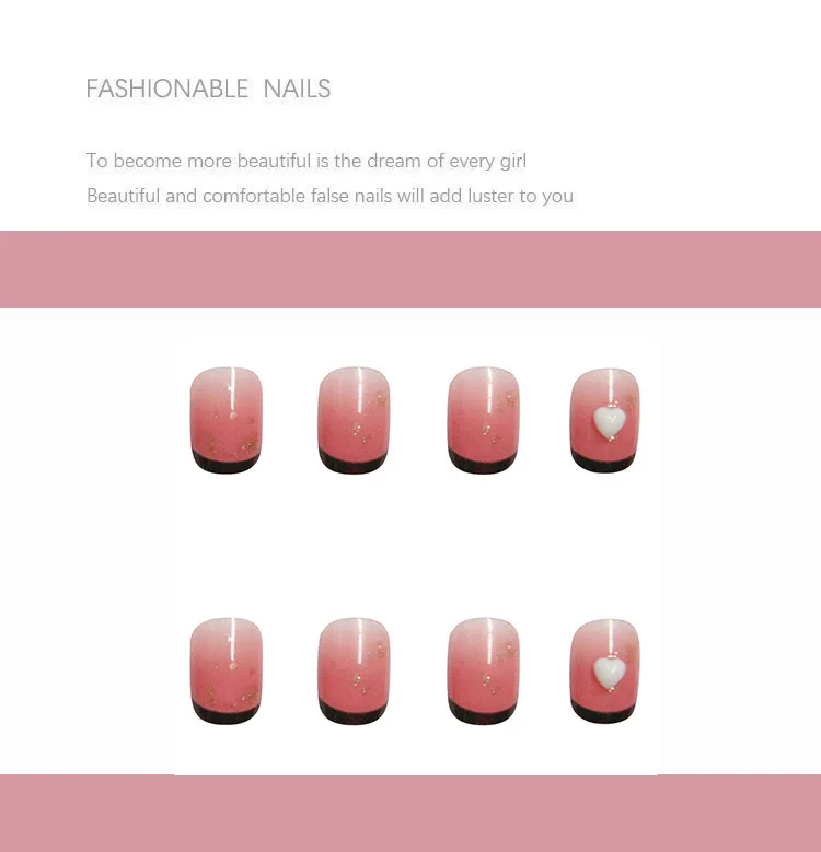 

24pcs Gradient Color Nail Patch Glue Type Removable Short Paragraph Fashion Manicure False Nail Patch