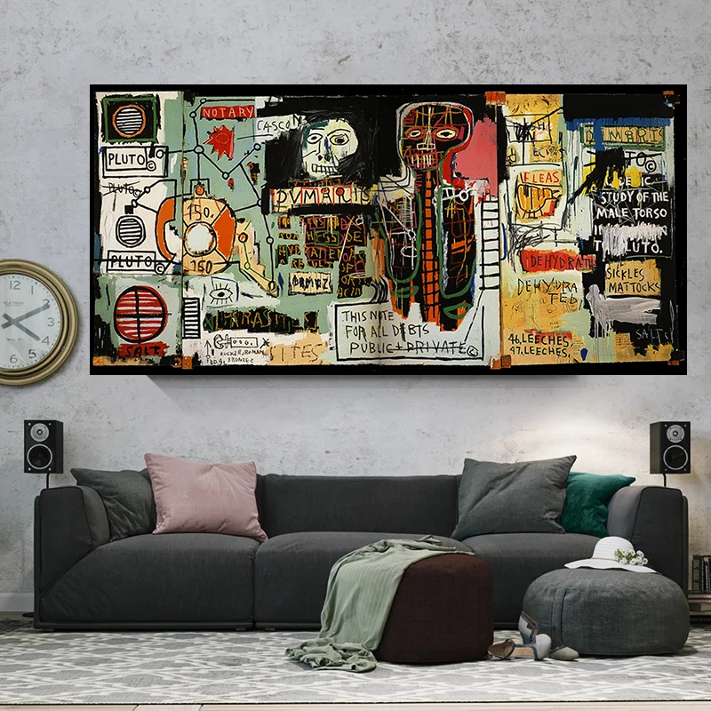 Смешной Жан Мишель басквиат граффити холст Картина маслом абстрактная картина