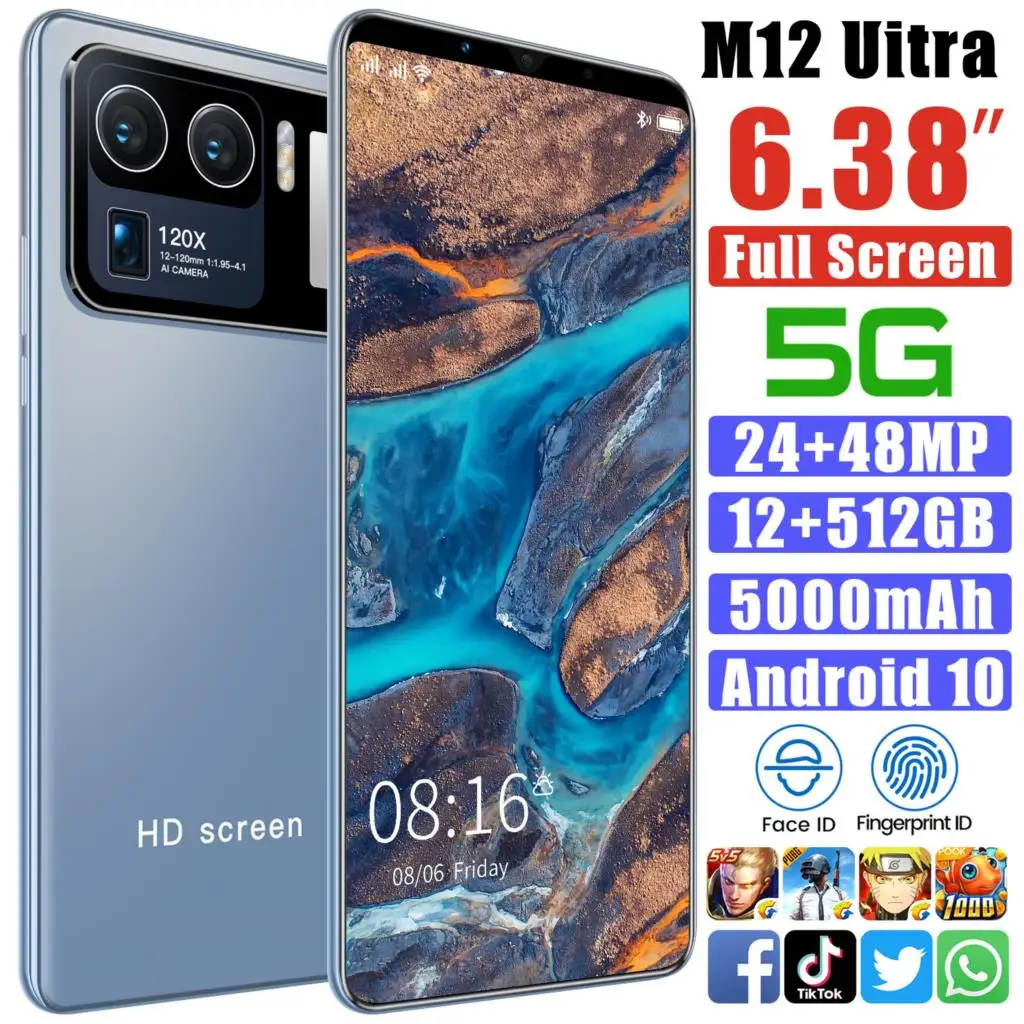 

Xiaom12 Uitra 6.38 Wireless 8+128gb, Android 10.0, 4g Lte, 5g, Fingerprint, Id 10 Core, 5000mah, Dual Sim, Cell Phone, Must-see