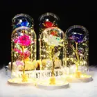 Роза в стеклянном куполе с лампой, искусственный цветок, подарок маме для матери на день рождения, День Святого Валентина, Рождество, годовщину