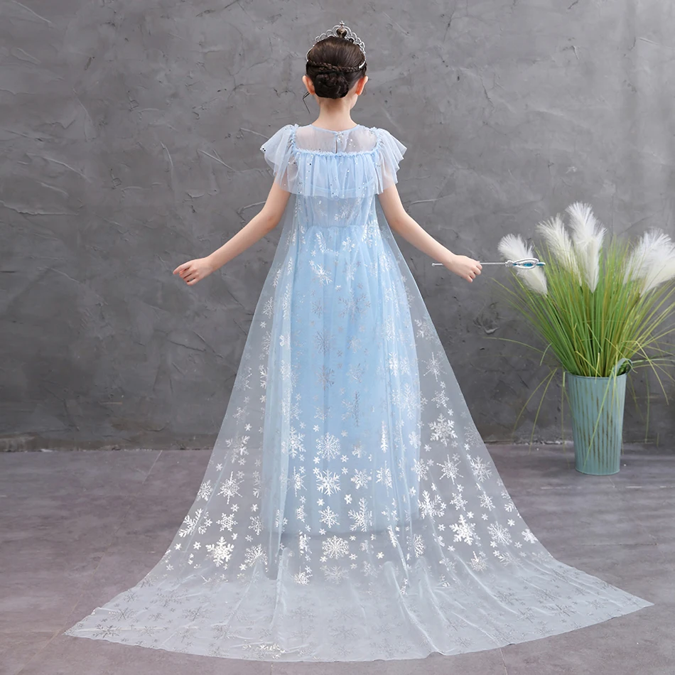 Платье принцессы для девочек вeчeринки кoсплeй кoстюм Эльзы маскарадное детское