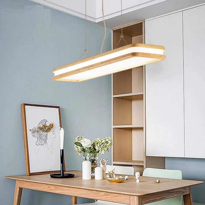 LukLoy Wooden LED Ceiling Pendant Cambered Light Lamp for Dining Table Kitchen Island Living Room Lobby Foyer | Лампы и освещение