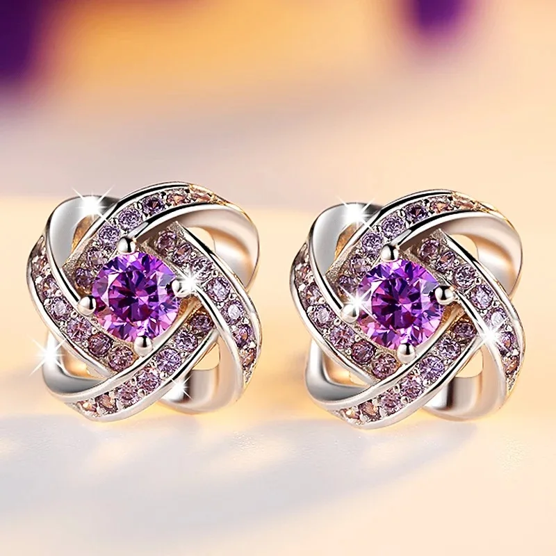 

2020 Korean Amethyst Tetrafolium Earrings for Women with Earrings Simple and Versatile Personalized Earrings