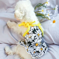 dog puppy clothes black daisy flower doll shirtvest fit small dog pet cat spring summer pet cute costume dog clothes