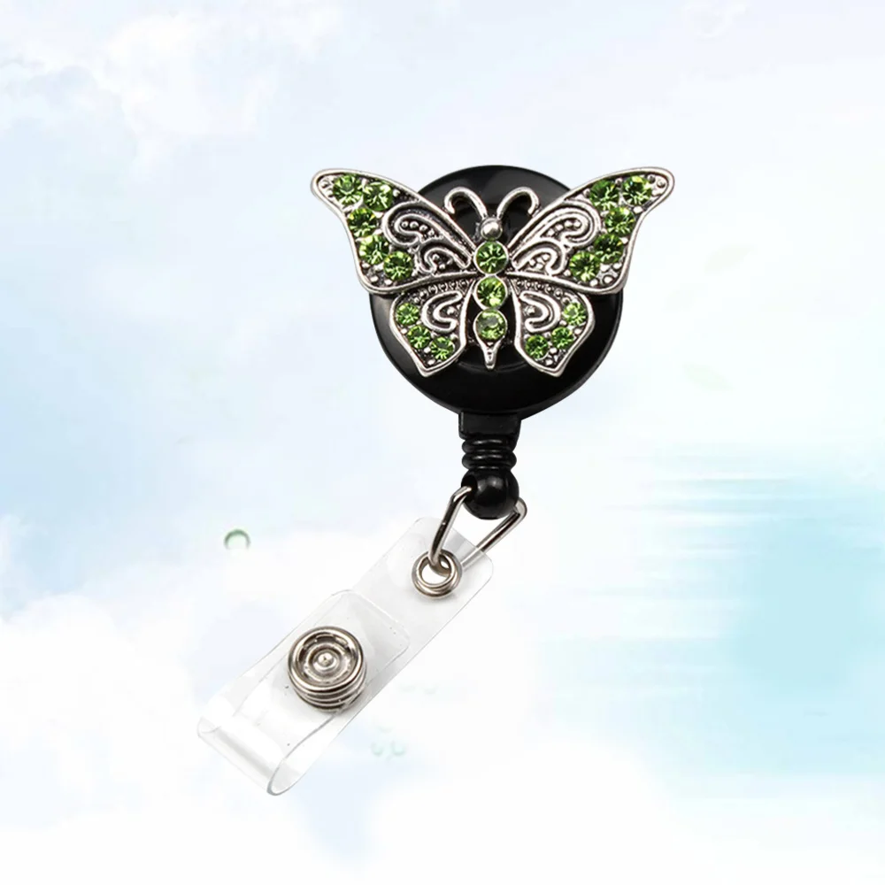 

Fashionable Badge Reel Telescopic Keychain ID Holder Exquisite Work Badge Accessories for Officer Daily Use (Hole Green)
