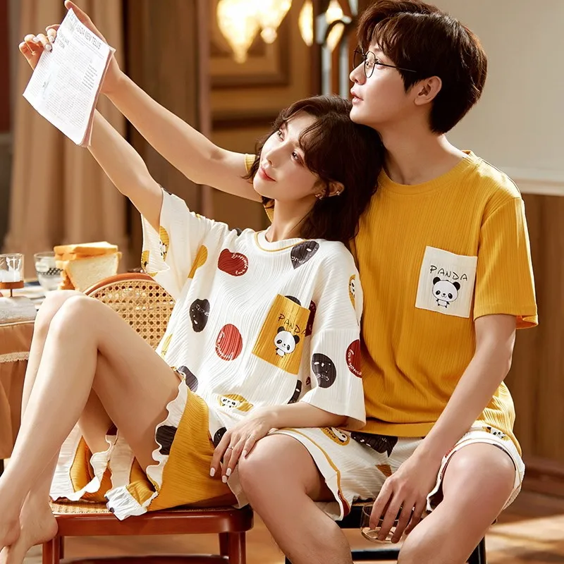 Размера плюс с коротким рукавом для мужчин и женщин Домашняя одежда пары