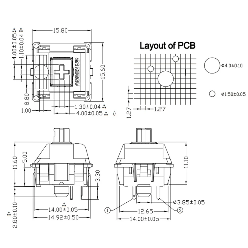 

Gateron 3Pin Switches black red brown blue clear green yellow SMD LED Gateron Switch for Mechanical Keyboard fit MX GK61