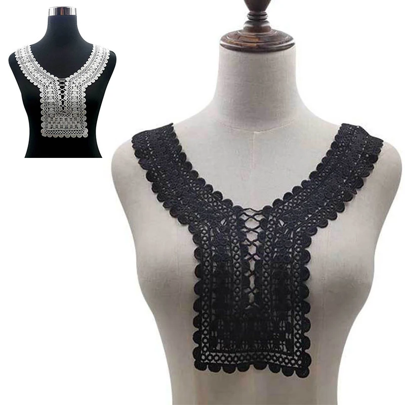 

Dress Applique Lace Fabric Collarband Embroidered Neckline for DIY Costume Decor Accessories Solid Fake Collar Sewing Supplies