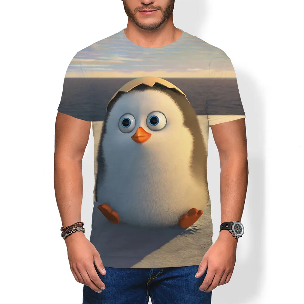 

Мультяшная детская футболка, Детская короткая футболка с пингвином для спортзала, топ для мальчиков, футболка, Спортивная Милая футболка дл...