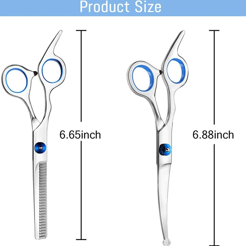 

3 Pack Dog Grooming Scissors with Safety Round Tip, Perfect Stainless Steel Up-Curved Grooming Scissors Thinning Cutting Shears