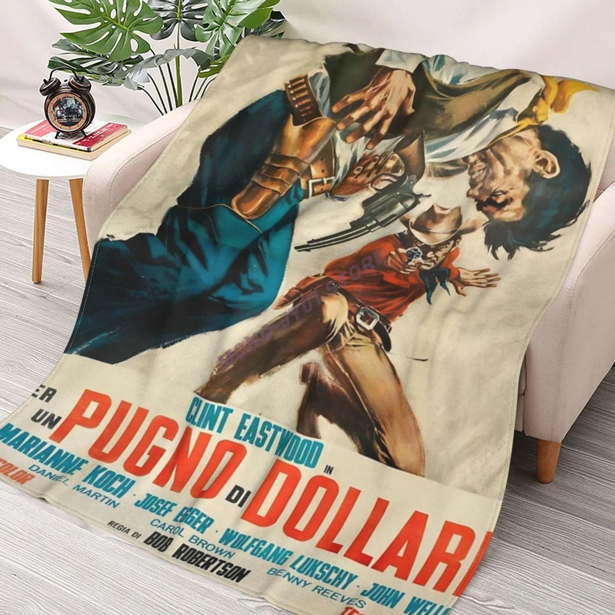 

A Fistful Of Dollars - Italian1964 Movie Print. Throw Blanket Sherpa Blanket cover Bedding soft Blankets
