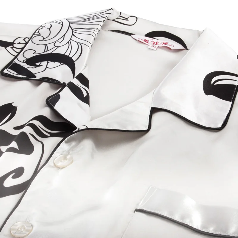 Элегантная Шелковая пижама Мужская атласная с длинным рукавом пижамный комплект