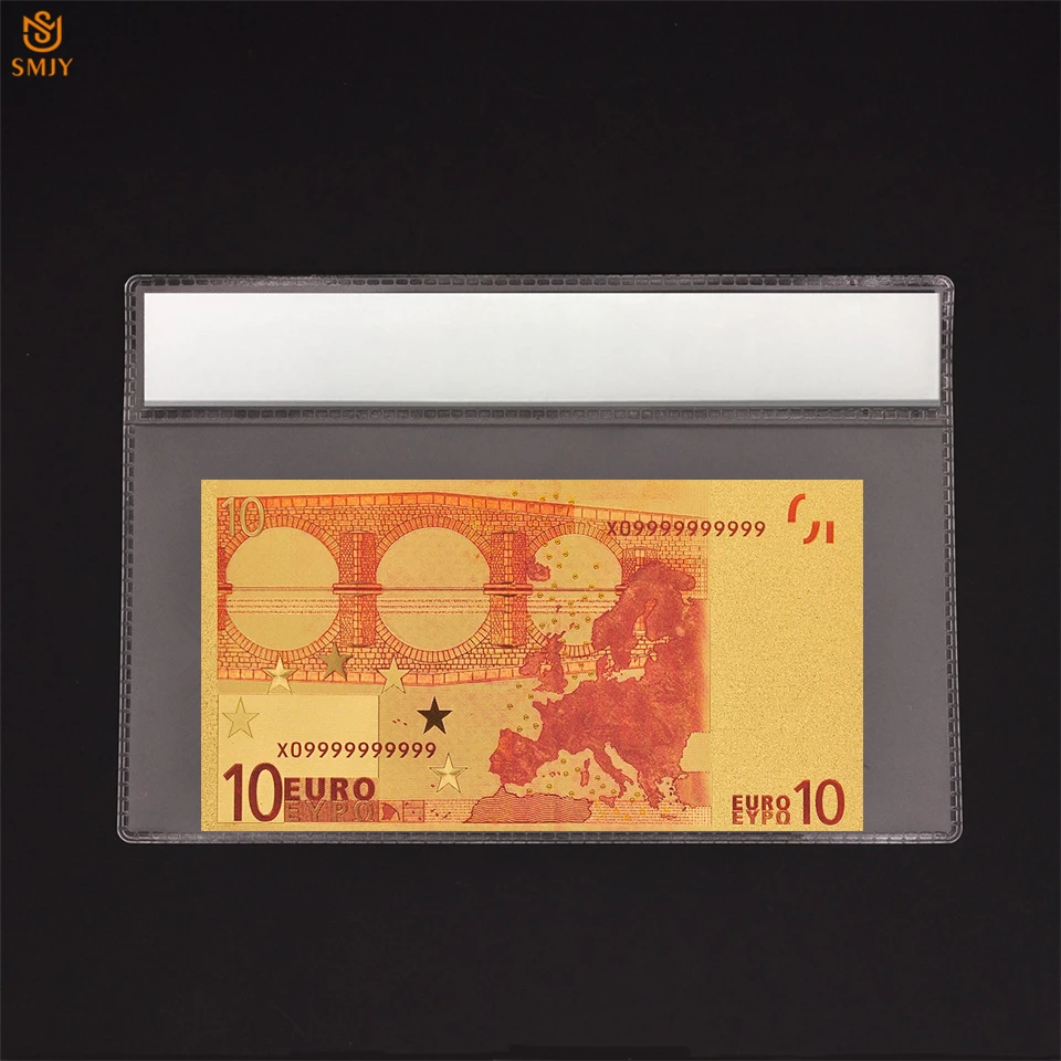 Евро золотые банкноты 10 евро цветные Золотые Фольга сбор бумажных денег Патриот