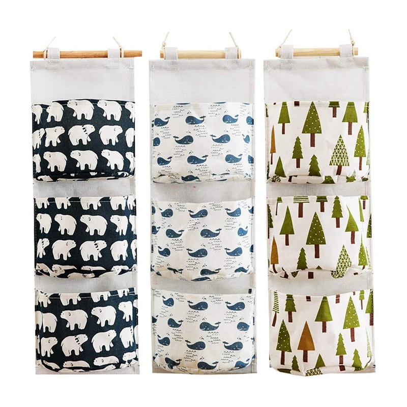 

3 Pcs Wall Hanging Storage Bag,over the Door Organizer,Hanging Pocket(with 3 Pockets),for Bedroom,Bathroom,Kitchen