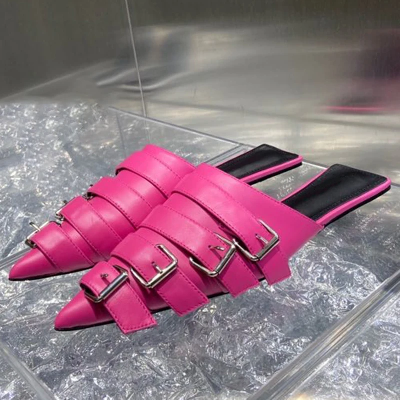 

Comfortable Concice Flats Women Casual Pointed Toe Classic Buckle Vintage Brand Designer Fashion Flat