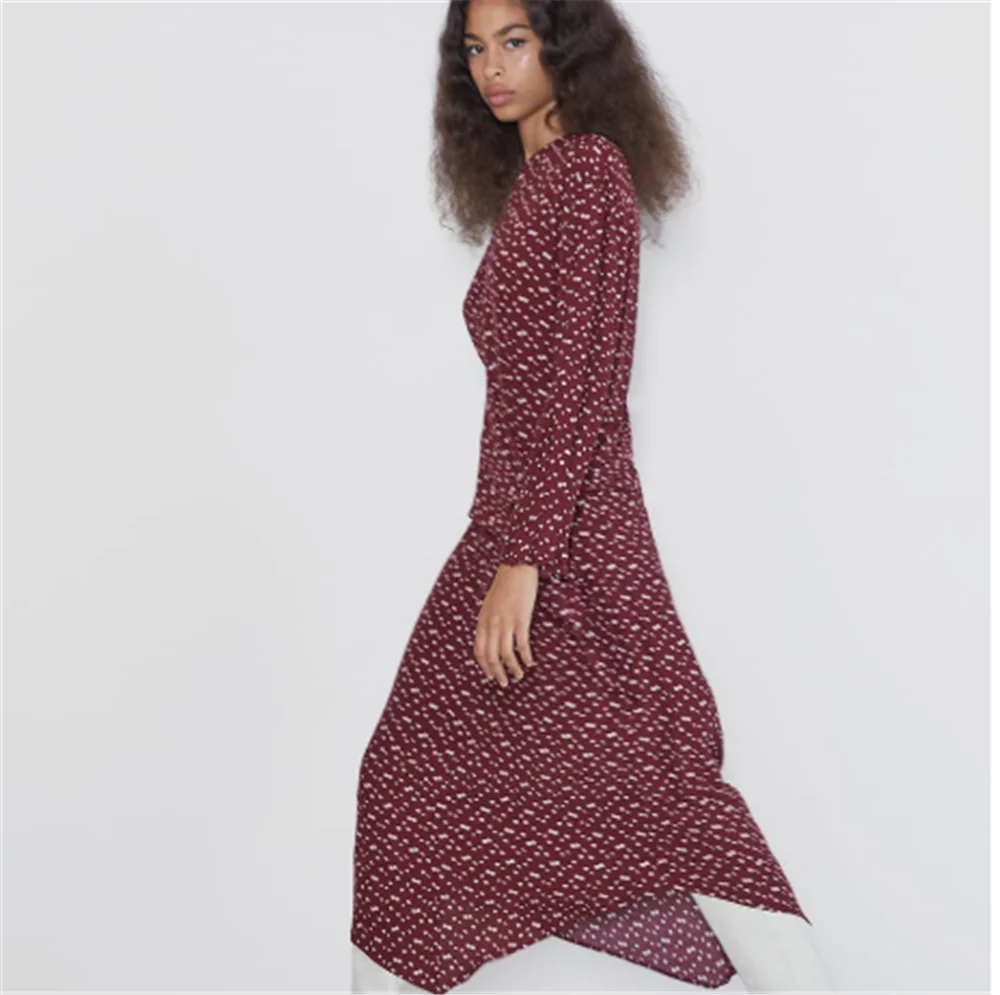Boho ZA/Новинка летнее женское платье миди с принтом модное длинными рукавами и