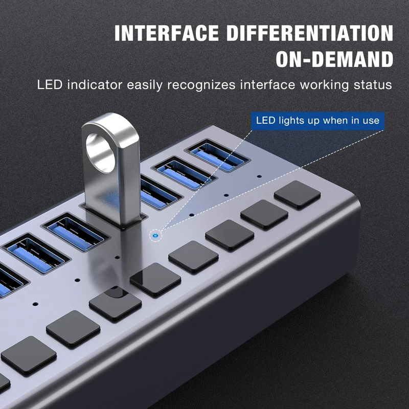 Концентратор Usb 3 0 10 портов разветвитель для ноутбука Macbook ПК быстрой зарядки