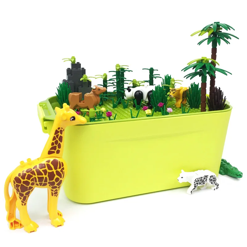 6 Животные блоки коробка для крепления на руке леса деревьев Мпц Builidng кирпичи
