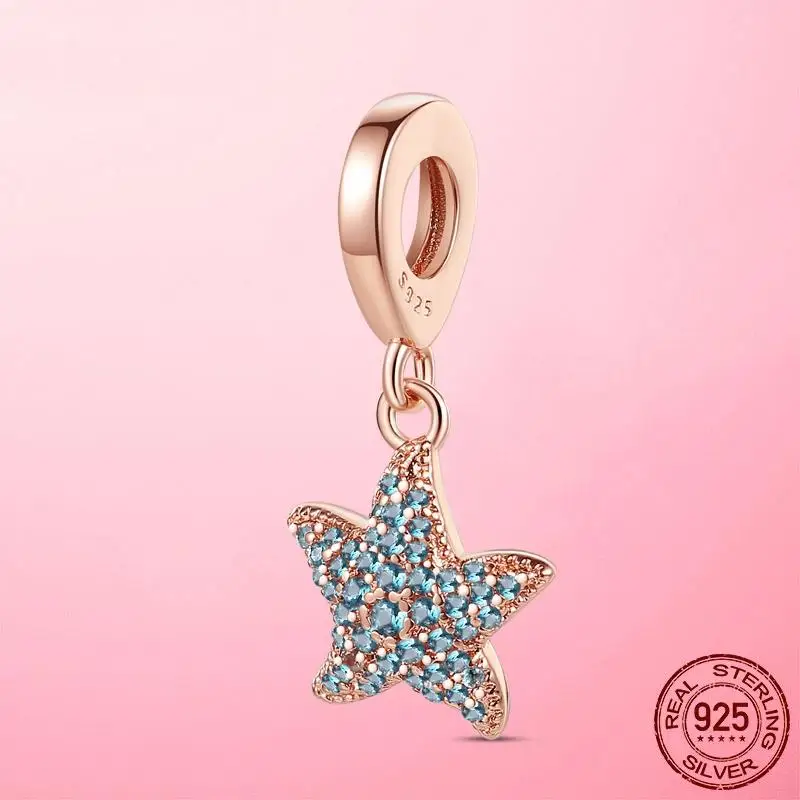 

2021 Summer New Arrival 925 Sterling Silver Sparkling Starfish Dangle Charm Beads Fit Original Pamura Bracelet Jewelry Gift