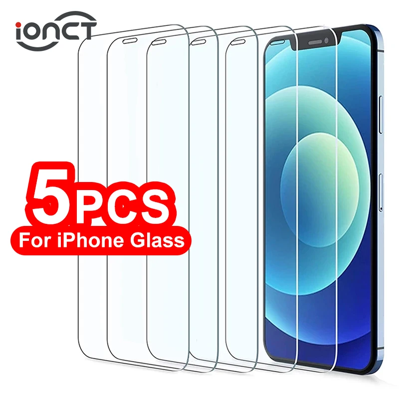 iONCT 5 шт полное покрытие закаленное стекло для iPhone 7 8 6 6s Plus X защита экрана на XR XS MAX