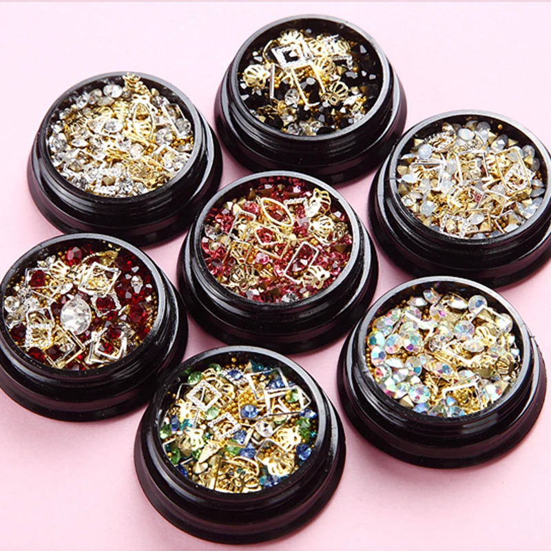 1 коробка гвоздиков из хрустальных бусин (размер цвет форма...) Металлический