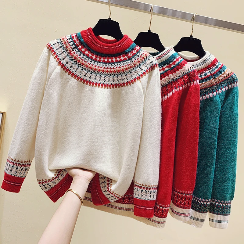 

Women Winter Sweater and Jumpers Long Sleeve Slowflake Casual Pull Sweaters Christmas Knitwear Girls jersey mujer invierno