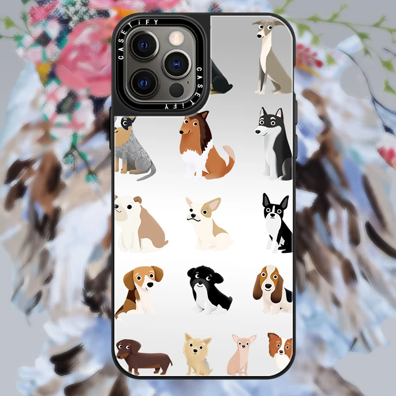 

Funny Cute Cartoon Dog Animal Phone Case For iPhone 11 12 13 Pro Mini XS Max X XR 7 8 Plus SE 2 Coque Mirror Soft Silicone Cover