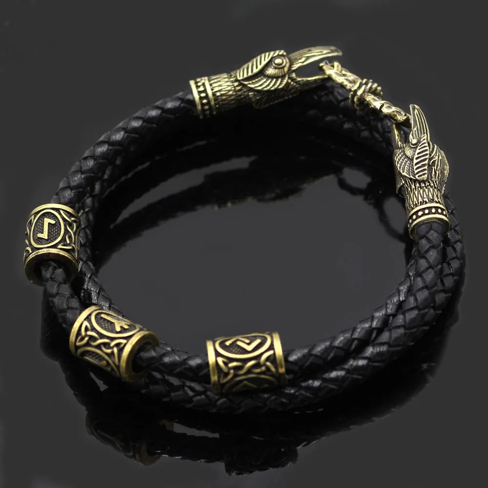 Viking Амулет из натуральной кожи Odin браслет с вороном викингом амулет узелком