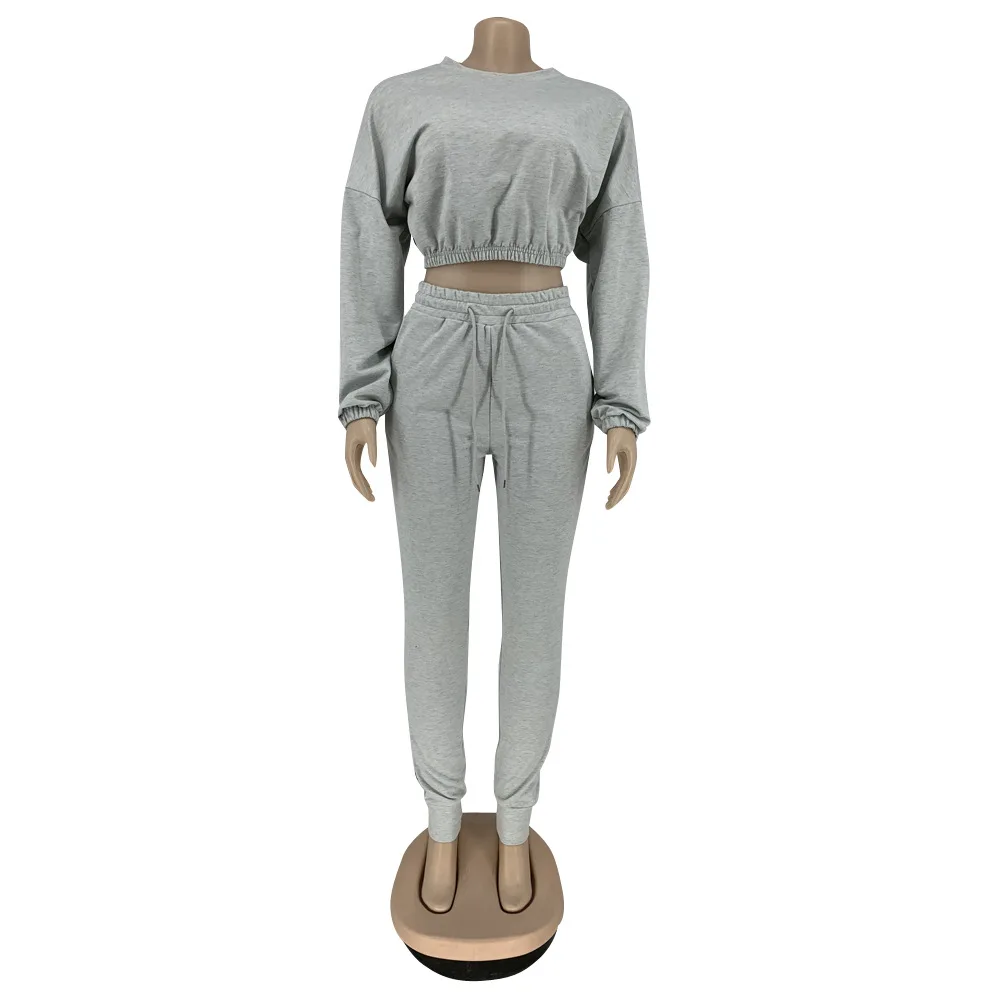 

ANJAMANOR 2 Piece Set Top and Pants Tracksuit Women Plus Size Clothing Cropped Hoodie Joggers Sweat Suits Matching Sets D13-DC55