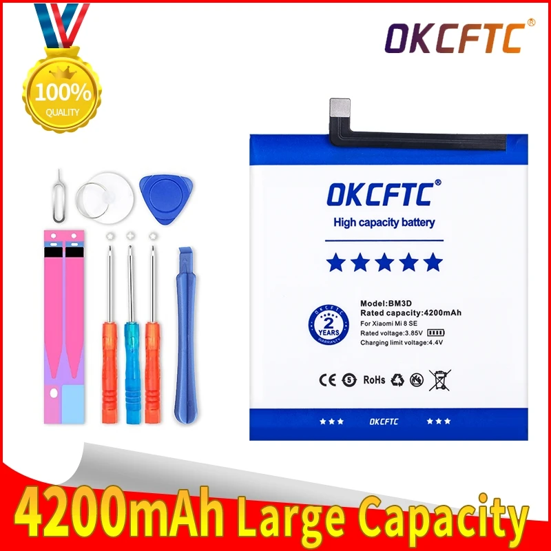 

OKCFTC 4200mAh Battery For Xiaomi 8 SE MI8 SE M8 SE BM3D Phone Batteries High Capacity
