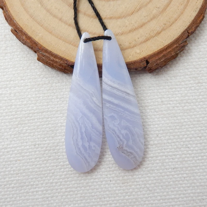 Серьги с натуральным голубым кружевом светильник агатом синие серьги 29x9x4 мм 3 28 г