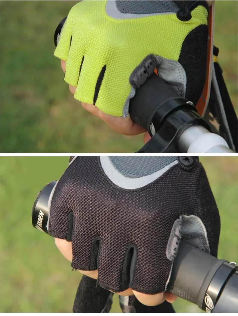 

Men and women models silicone breathable damping mountain bike road bike half finger riding gloves