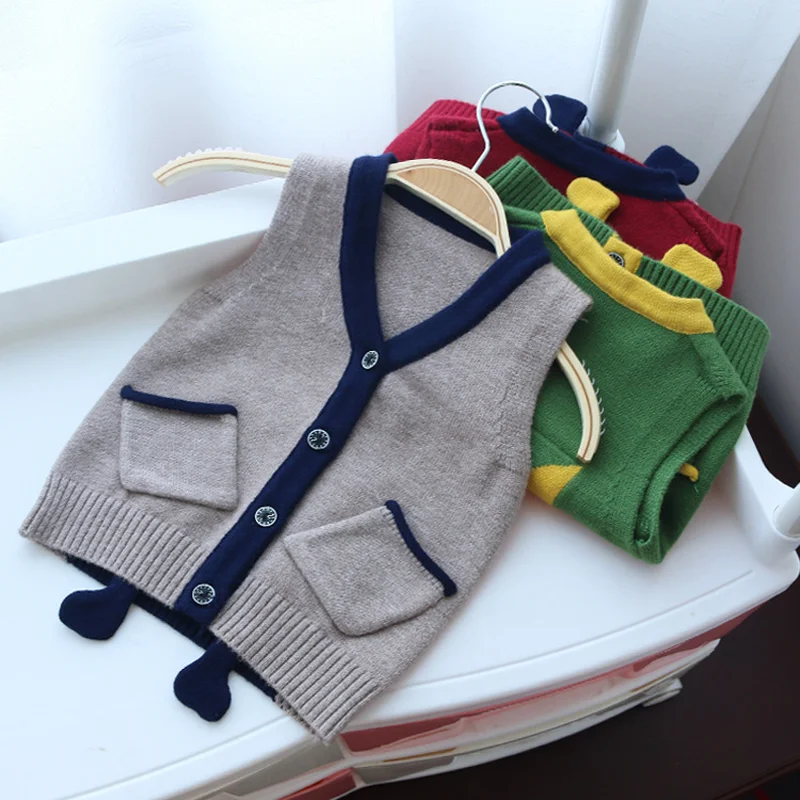 2018 Детские свитера для девочек ручной работы вязаные жилеты маленьких весенне