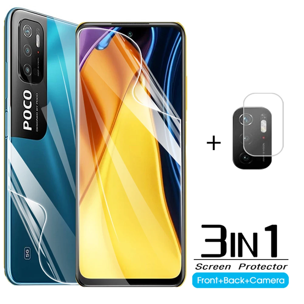 

3in1 гидрогель пленка на POCO M3 Pro 5G Передняя и задняя защитная пленка 6,5 "для xiaomi poco m3 pro m 3 3pro телефон камера Стекло NFC