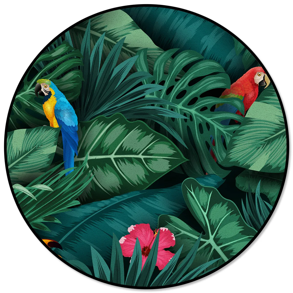 Животные попугай тропические растения зеленый лист узор коврики и ковры для дома