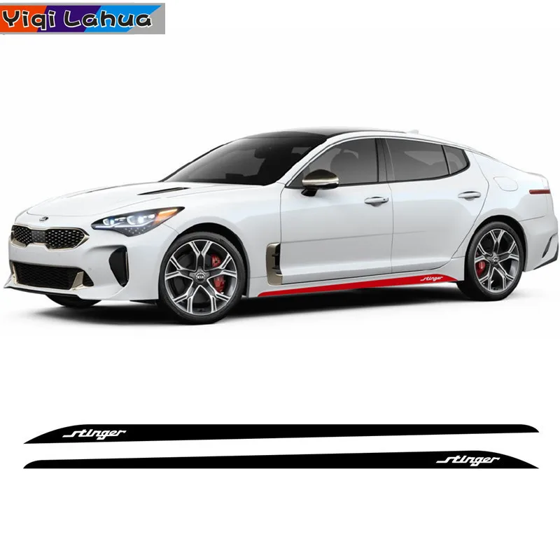 

Наклейка на боковую дверь автомобиля для KIA Stinger, украшение для кузова автомобиля, Виниловая наклейка, гоночные спортивные полосы, автомобил...