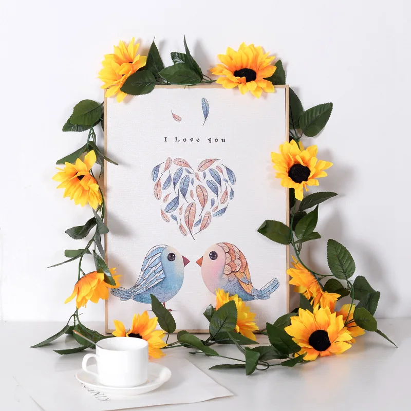 Искусственные Шелковые Подсолнухи плющ лоза искусственные цветы Настенная