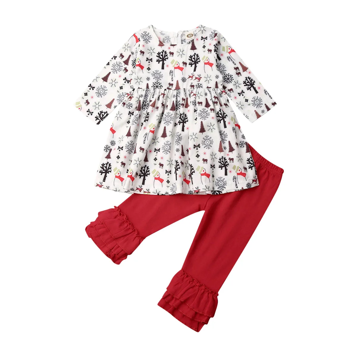 2 шт. детское платье с оборками и длинными брюками|Комплекты одежды для девочек| |