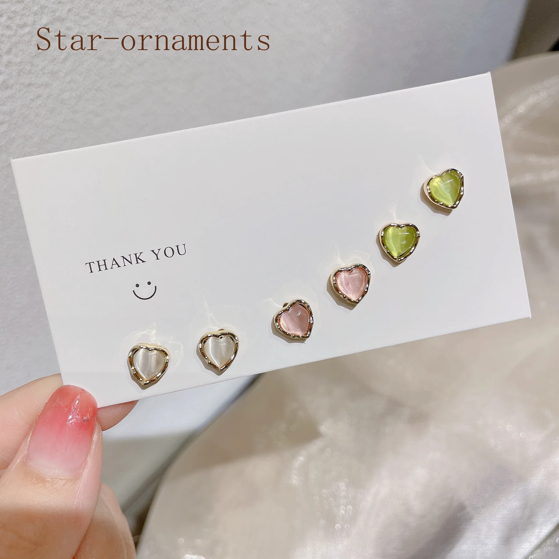 

Colorful Opal Earring Set 925 Sterling Silver Ear Studs Temperament Exquisite Four-leaf Clover Love Fashion Earrings For Women