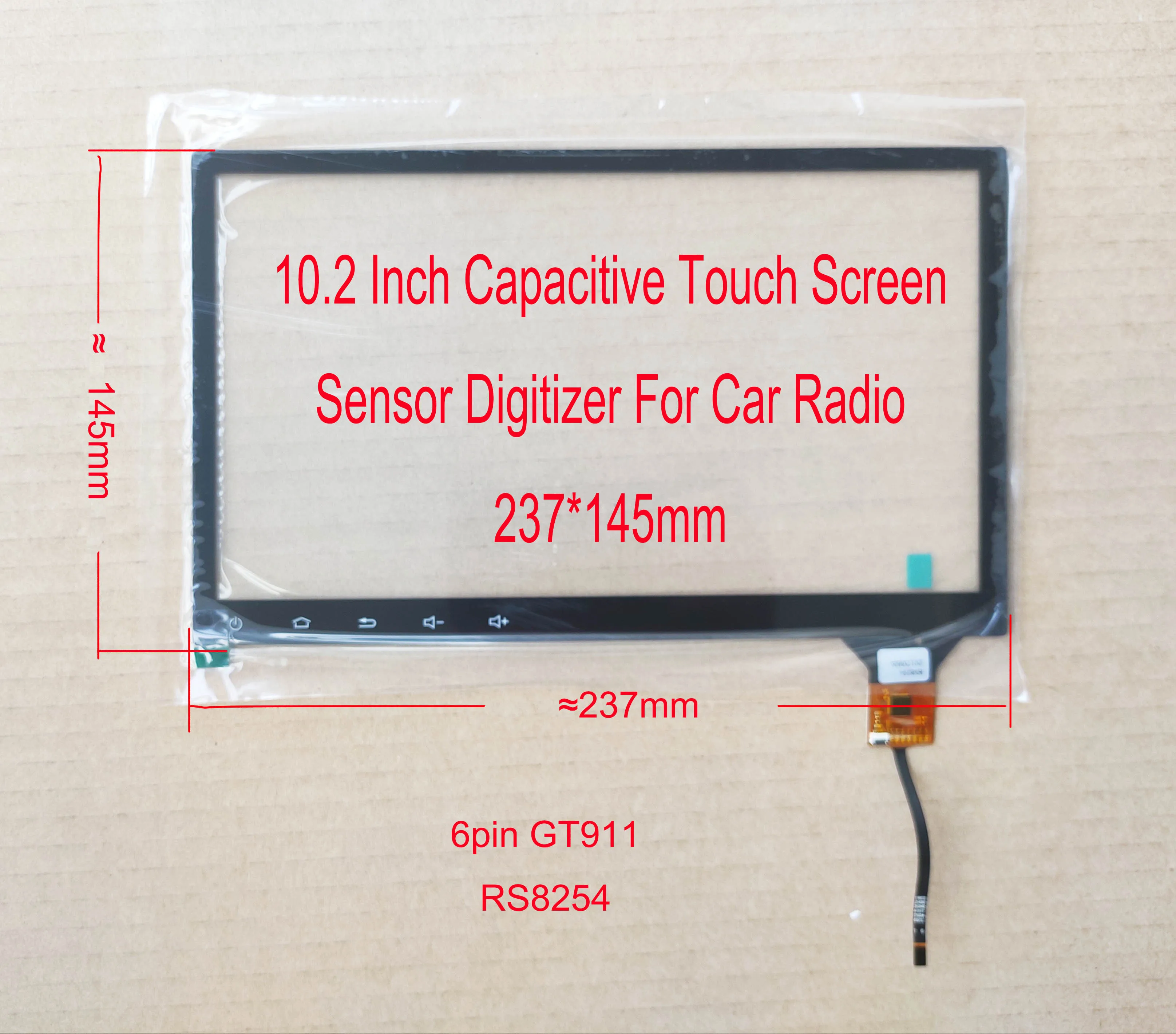 10.2 inch Universal Capacitive Touch Screen Digitizer Sensor 237*145mm Hyundai Citroen Toyota  GT911/GT928 6pin XC-019 YDT-8086