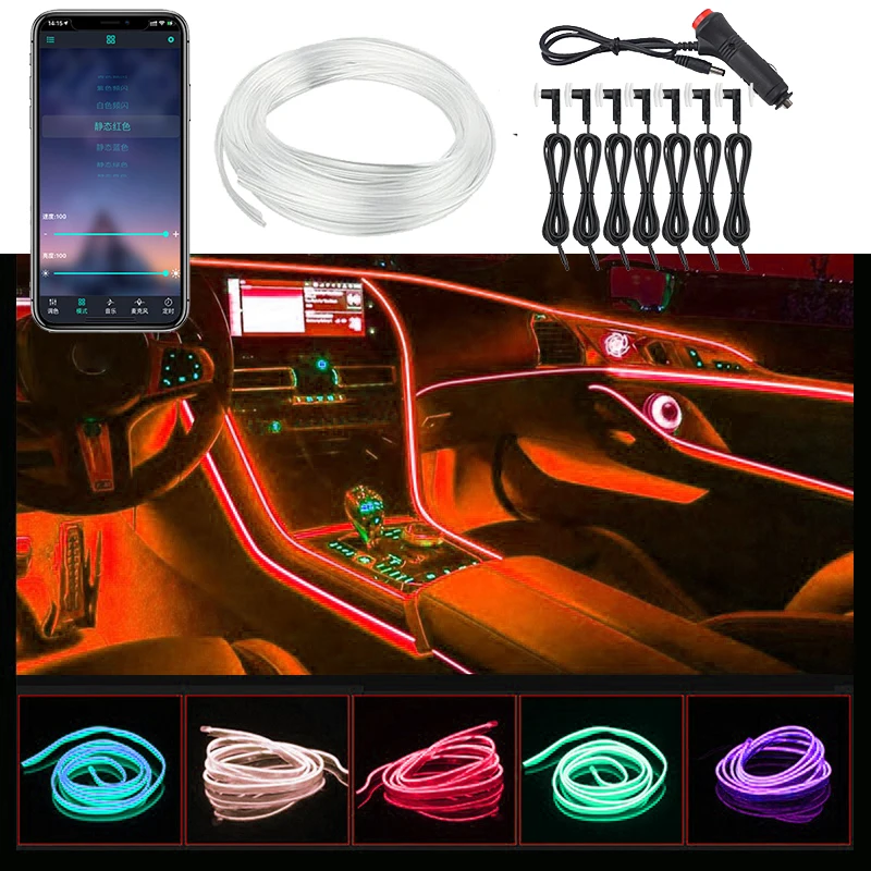 

Dash Floor Foot Cigarette Lighter Adapter Decorative Lamp Universal Car Interior Atmosphere LED Strip Light Suitable for Bars