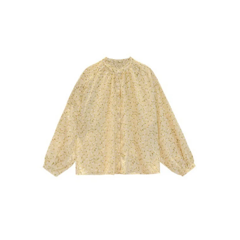 

Thin sweet French chiffon floral shirt in summer 2021 dropshipping long sleeve blouse ladies tops korean fashion